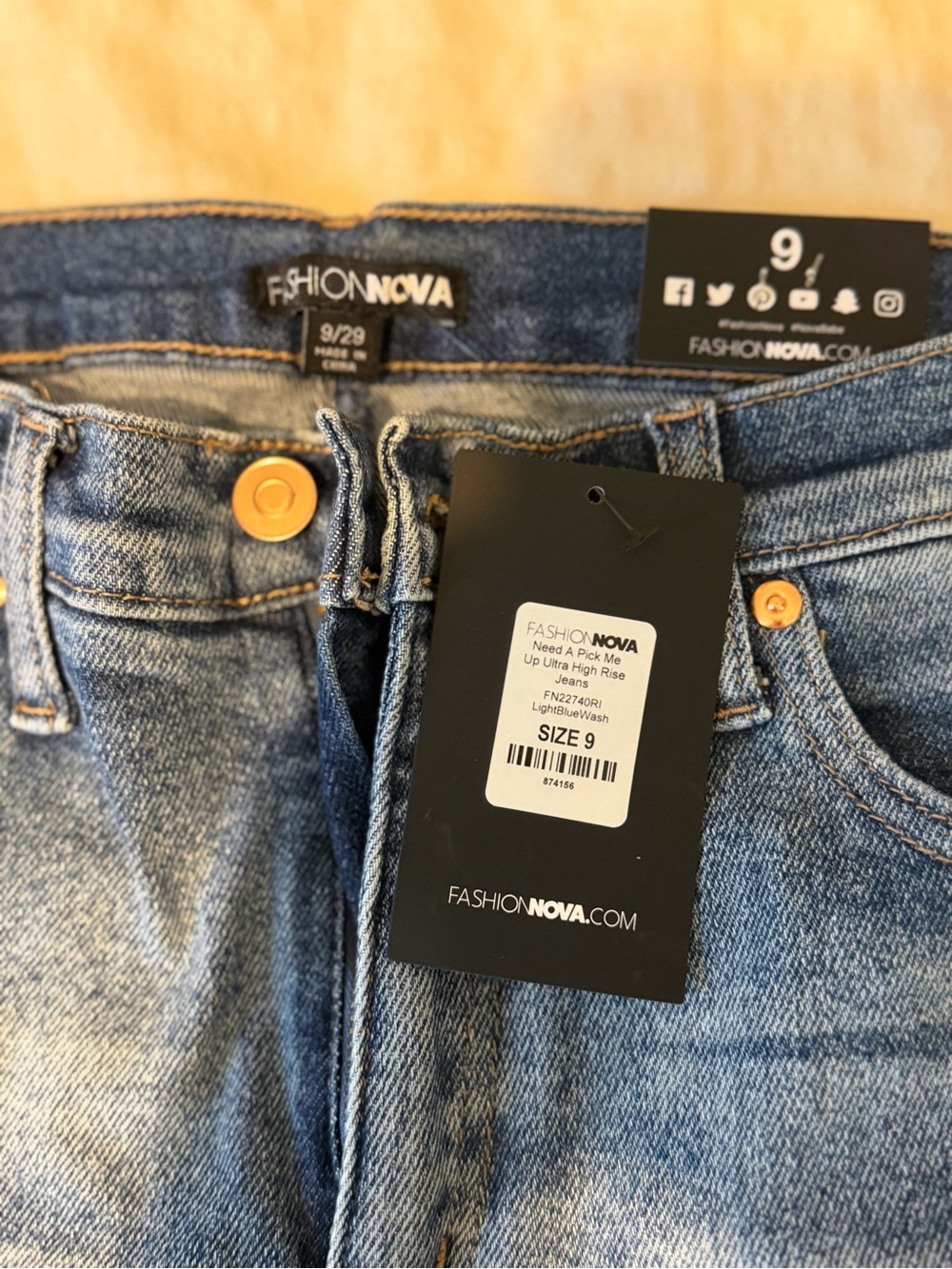 Fashion Nova Light Blue High-Rise Jeans